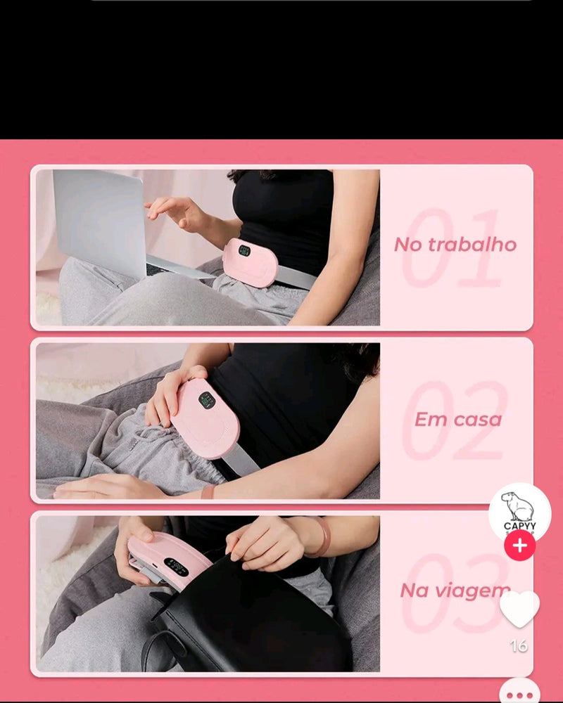 🔥 Cinta Térmica Massageadora 2025 – Alívio Instantâneo para Cólicas Menstruais! 💖