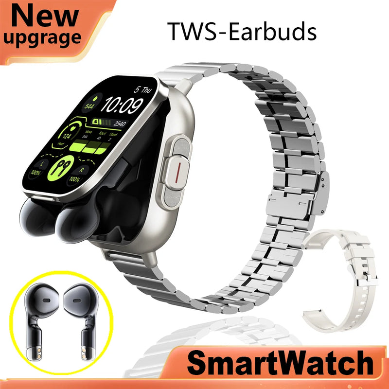 "Smartwatch TWS 2 em 1: Saúde, Música e Conectividade no Seu Pulso!"