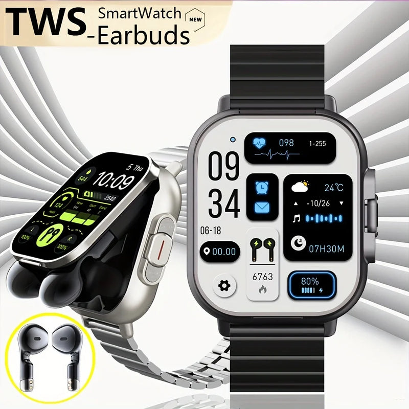 "Smartwatch TWS 2 em 1: Saúde, Música e Conectividade no Seu Pulso!"