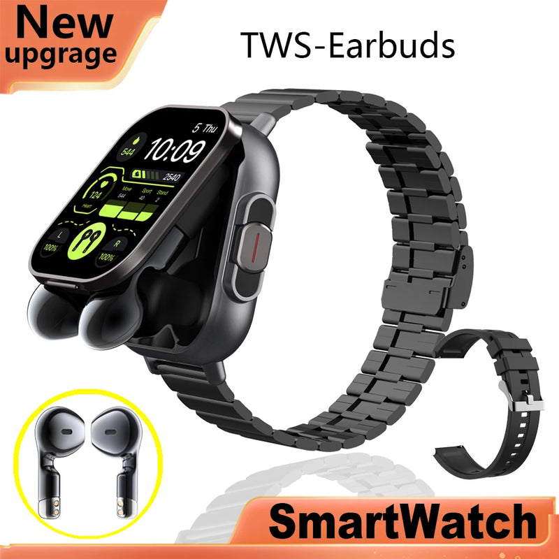 "Smartwatch TWS 2 em 1: Saúde, Música e Conectividade no Seu Pulso!"